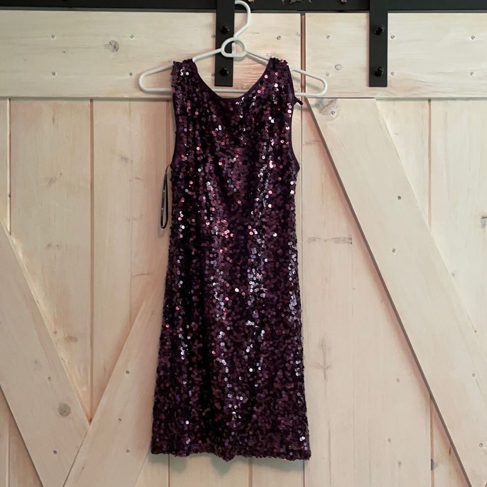 Purple sequin mini dress
